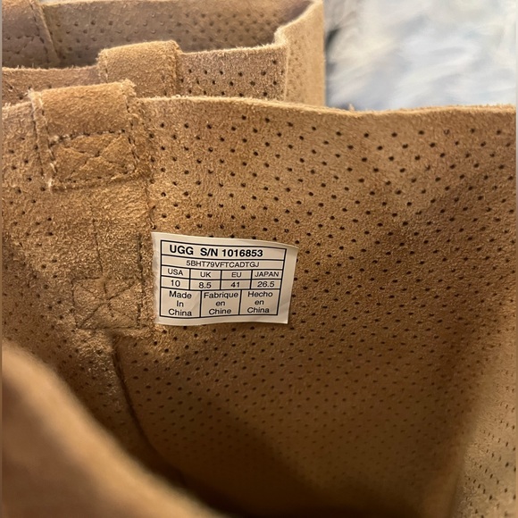 New UGG Unlined Perf Suede Leather Boots 1016853 Chestnut Brown Women Size 10 - Picture 4 of 5